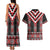 Red Taniko Aotearoa Couples Matching Tank Maxi Dress and Hawaiian Shirt Niho Taniwha Mix Poutama LT14