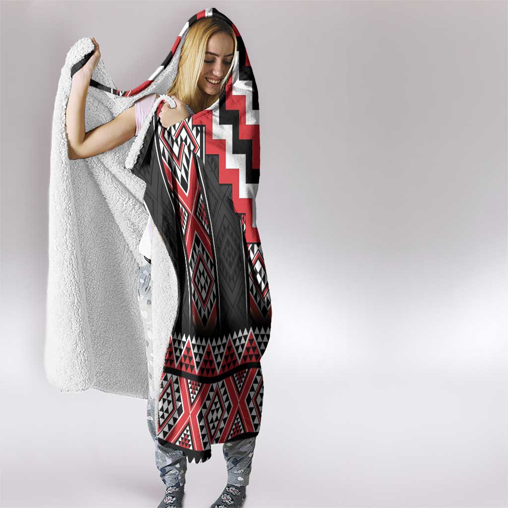 Red Taniko Aotearoa Hooded Blanket Niho Taniwha Mix Poutama LT14