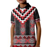 Red Taniko Aotearoa Kid Polo Shirt Niho Taniwha Mix Poutama LT14