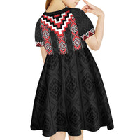 Red Taniko Aotearoa Kid Short Sleeve Dress Niho Taniwha Mix Poutama LT14