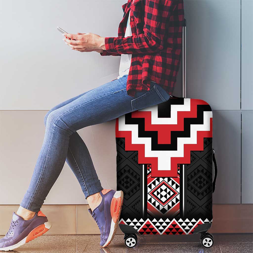 Red Taniko Aotearoa Luggage Cover Niho Taniwha Mix Poutama LT14