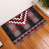 Red Taniko Aotearoa Rubber Doormat Niho Taniwha Mix Poutama LT14 - Polynesian Pride