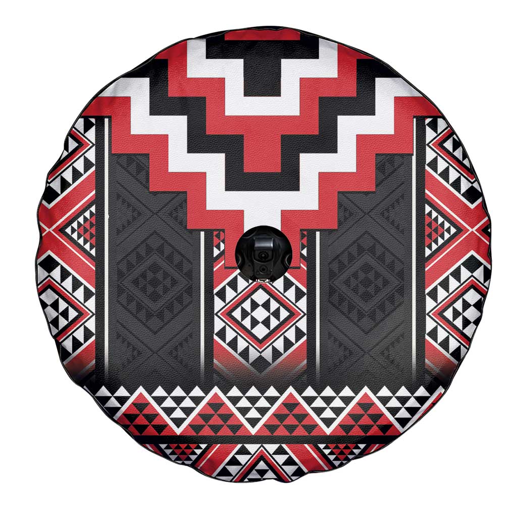 Red Taniko Aotearoa Spare Tire Cover Niho Taniwha Mix Poutama LT14