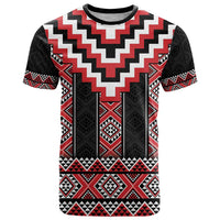 Red Taniko Aotearoa T Shirt Niho Taniwha Mix Poutama LT14