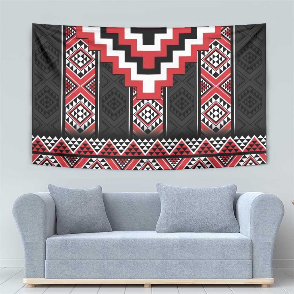 Red Taniko Aotearoa Tapestry Niho Taniwha Mix Poutama LT14