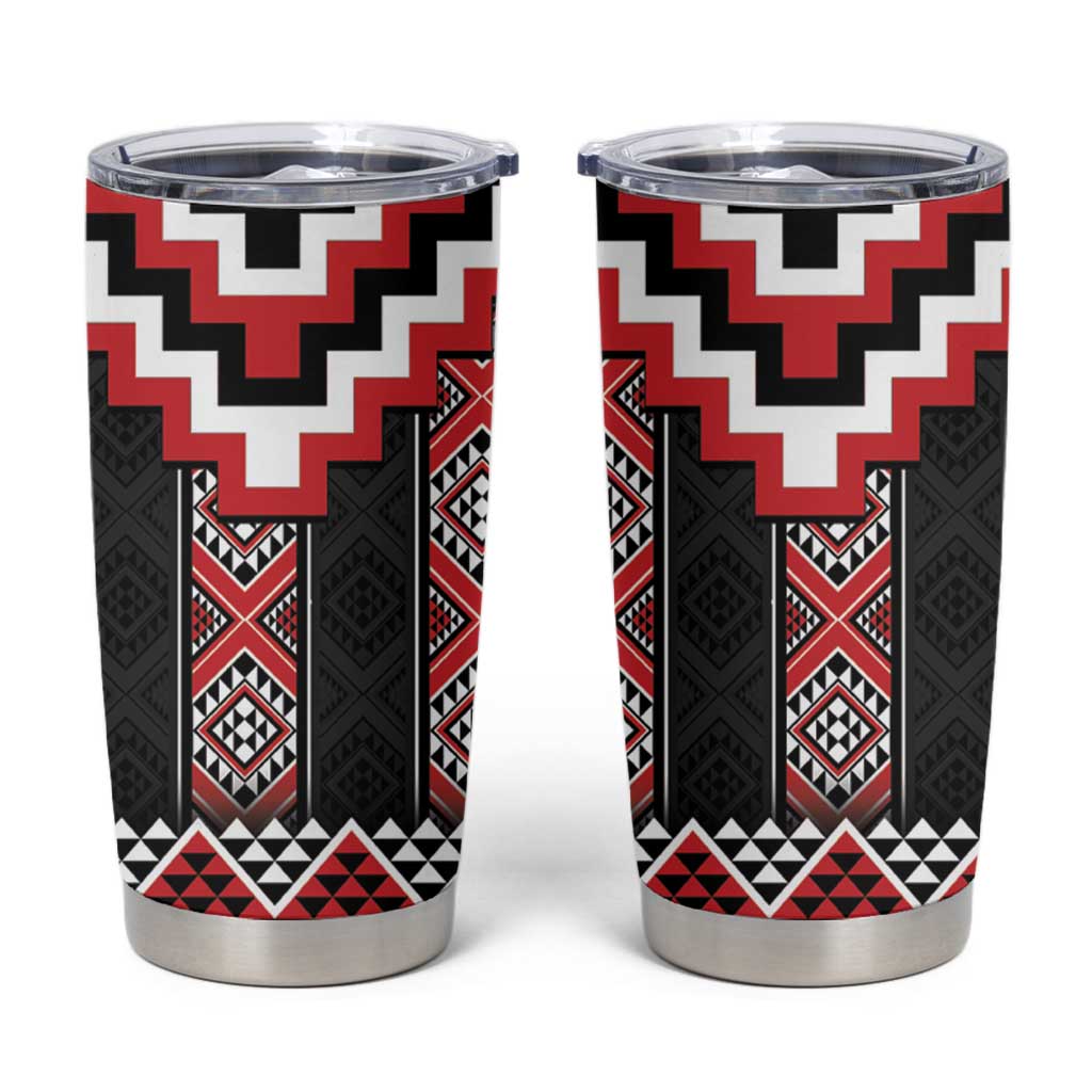 Red Taniko Aotearoa Tumbler Cup Niho Taniwha Mix Poutama LT14