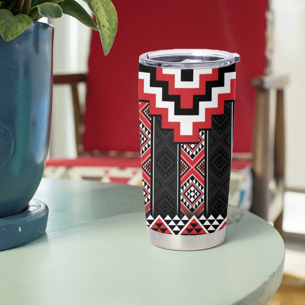 Red Taniko Aotearoa Tumbler Cup Niho Taniwha Mix Poutama LT14
