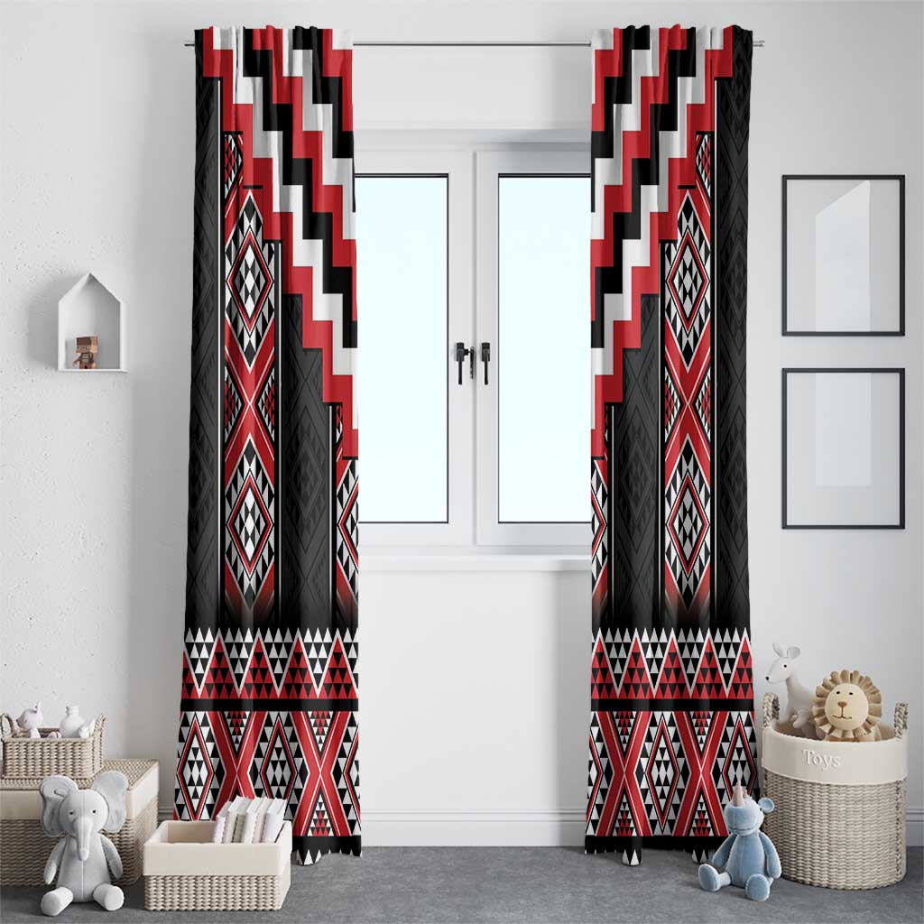 Red Taniko Aotearoa Window Curtain Niho Taniwha Mix Poutama LT14