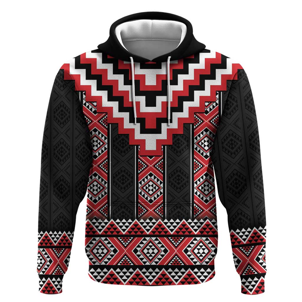 Red Taniko Aotearoa Zip Hoodie Niho Taniwha Mix Poutama LT14 Pullover Hoodie Red - Polynesian Pride