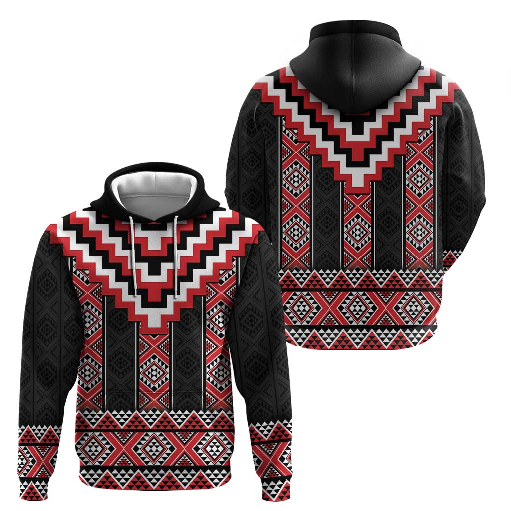 Red Taniko Aotearoa Zip Hoodie Niho Taniwha Mix Poutama LT14 - Polynesian Pride