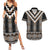 Brown Taniko Aotearoa Couples Matching Summer Maxi Dress and Hawaiian Shirt Niho Taniwha Mix Poutama LT14