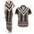 Brown Taniko Aotearoa Couples Matching Tank Maxi Dress and Hawaiian Shirt Niho Taniwha Mix Poutama LT14
