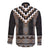 Brown Taniko Aotearoa Long Sleeve Button Shirt Niho Taniwha Mix Poutama LT14