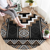 Brown Taniko Aotearoa Round Carpet Niho Taniwha Mix Poutama LT14 - Polynesian Pride