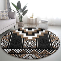 Brown Taniko Aotearoa Round Carpet Niho Taniwha Mix Poutama LT14 - Polynesian Pride