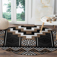 Brown Taniko Aotearoa Round Carpet Niho Taniwha Mix Poutama LT14 - Polynesian Pride