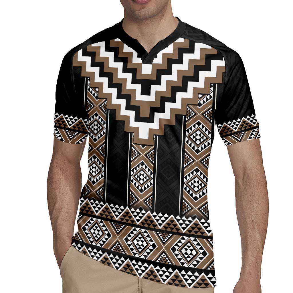 Brown Taniko Aotearoa Rugby Jersey Niho Taniwha Mix Poutama LT14
