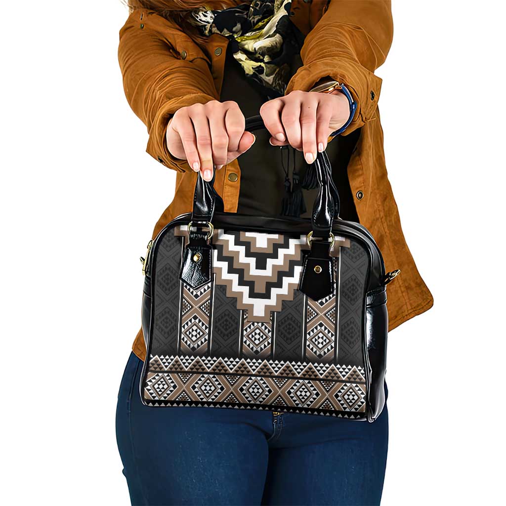 Brown Taniko Aotearoa Shoulder Handbag Niho Taniwha Mix Poutama LT14 One Size Brown - Polynesian Pride