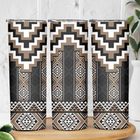 Brown Taniko Aotearoa Skinny Tumbler Niho Taniwha Mix Poutama LT14