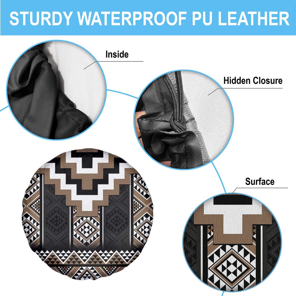 Brown Taniko Aotearoa Spare Tire Cover Niho Taniwha Mix Poutama LT14