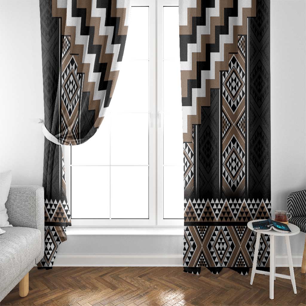 Brown Taniko Aotearoa Window Curtain Niho Taniwha Mix Poutama LT14