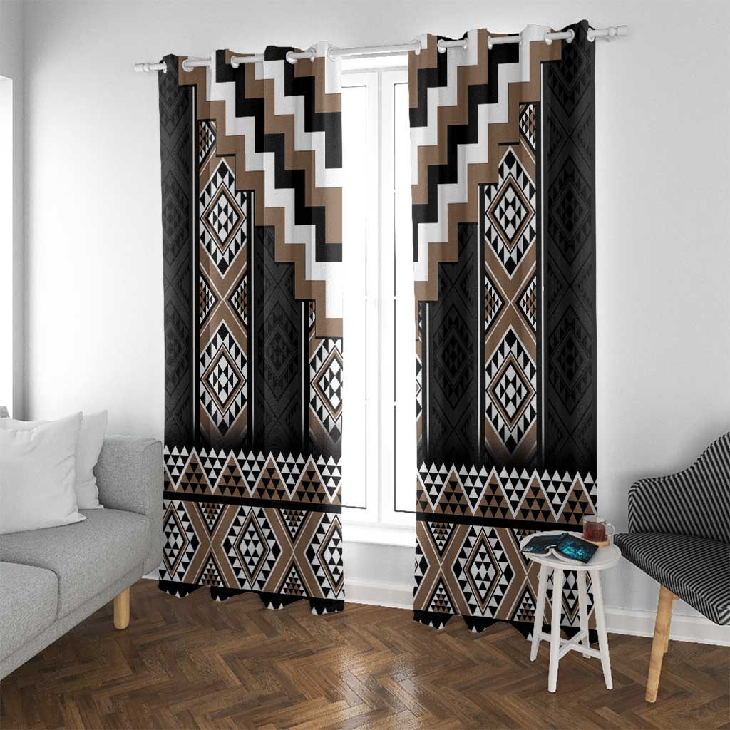 Brown Taniko Aotearoa Window Curtain Niho Taniwha Mix Poutama LT14