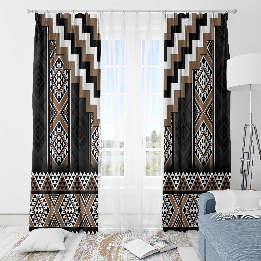 Brown Taniko Aotearoa Window Curtain Niho Taniwha Mix Poutama LT14