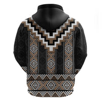Brown Taniko Aotearoa Zip Hoodie Niho Taniwha Mix Poutama LT14 - Polynesian Pride
