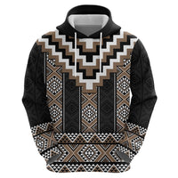 Brown Taniko Aotearoa Zip Hoodie Niho Taniwha Mix Poutama LT14 - Polynesian Pride