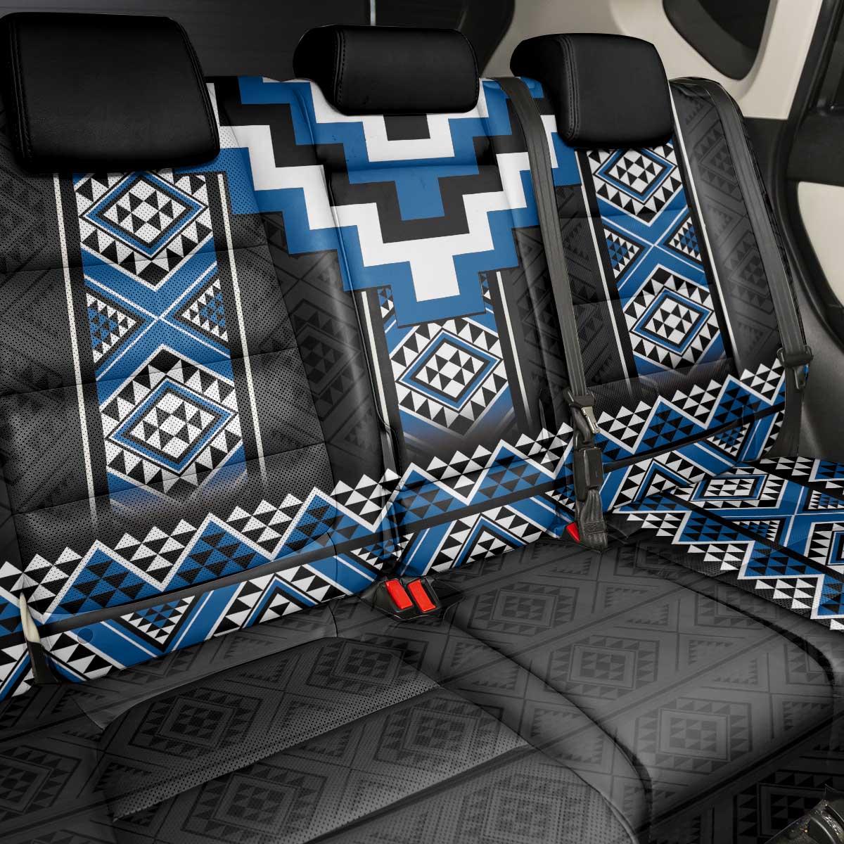 Blue Taniko Aotearoa Back Car Seat Cover Niho Taniwha Mix Poutama LT14