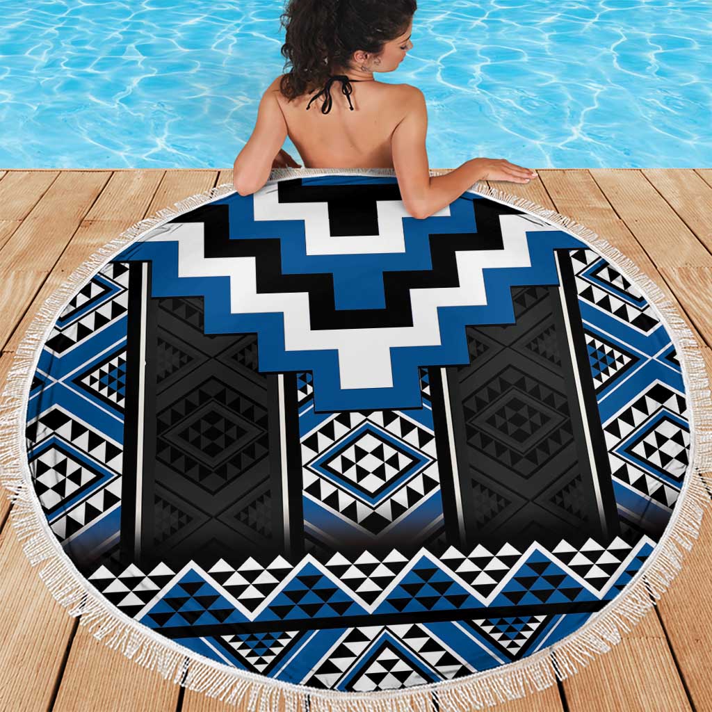 Blue Taniko Aotearoa Beach Blanket Niho Taniwha Mix Poutama LT14