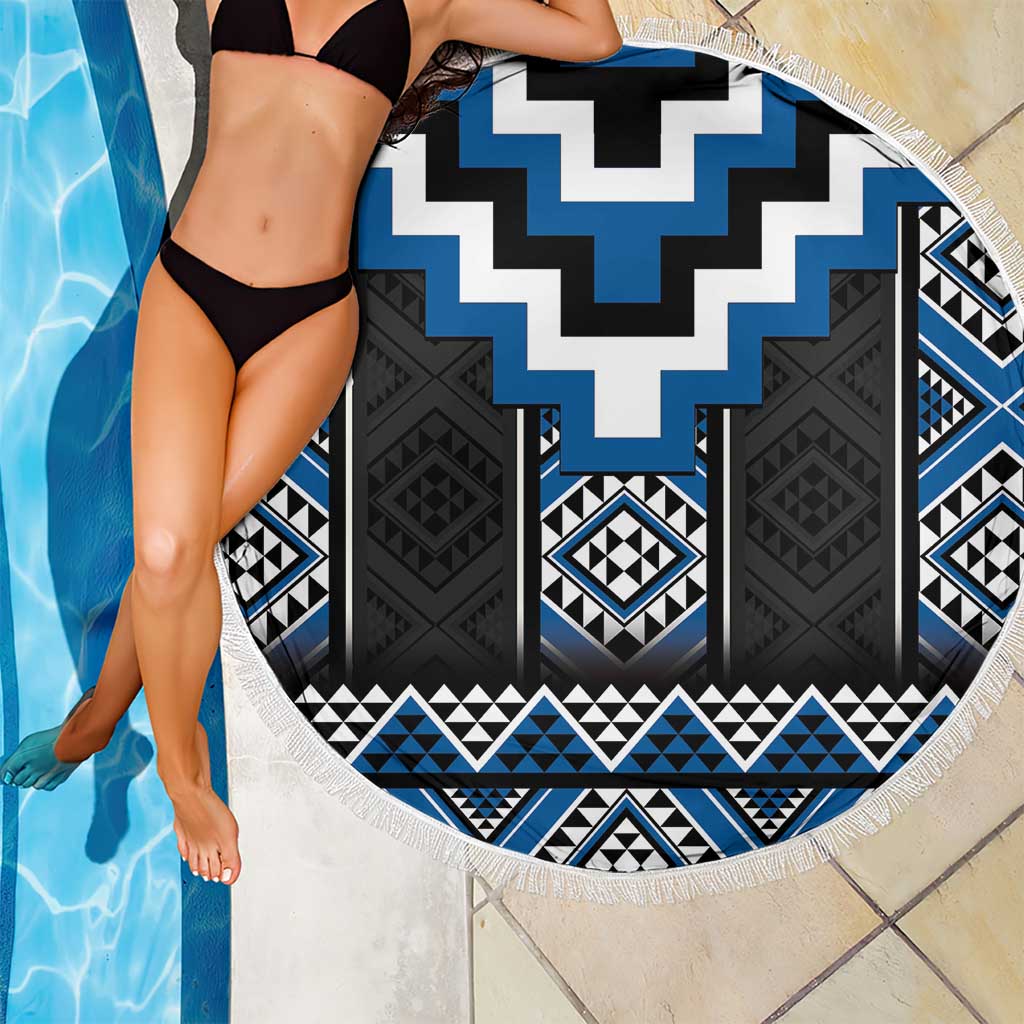 Blue Taniko Aotearoa Beach Blanket Niho Taniwha Mix Poutama LT14