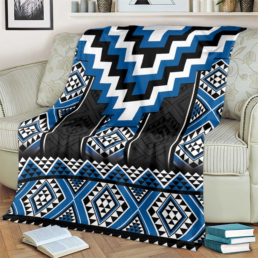 Blue Taniko Aotearoa Blanket Niho Taniwha Mix Poutama LT14