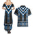 Blue Taniko Aotearoa Couples Matching Summer Maxi Dress and Hawaiian Shirt Niho Taniwha Mix Poutama LT14