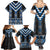 Blue Taniko Aotearoa Family Matching Summer Maxi Dress and Hawaiian Shirt Niho Taniwha Mix Poutama LT14