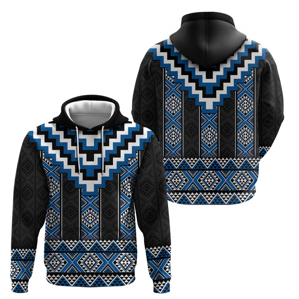 Blue Taniko Aotearoa Hoodie Niho Taniwha Mix Poutama LT14
