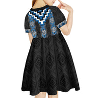 Blue Taniko Aotearoa Kid Short Sleeve Dress Niho Taniwha Mix Poutama LT14