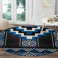 Blue Taniko Aotearoa Round Carpet Niho Taniwha Mix Poutama LT14 - Polynesian Pride