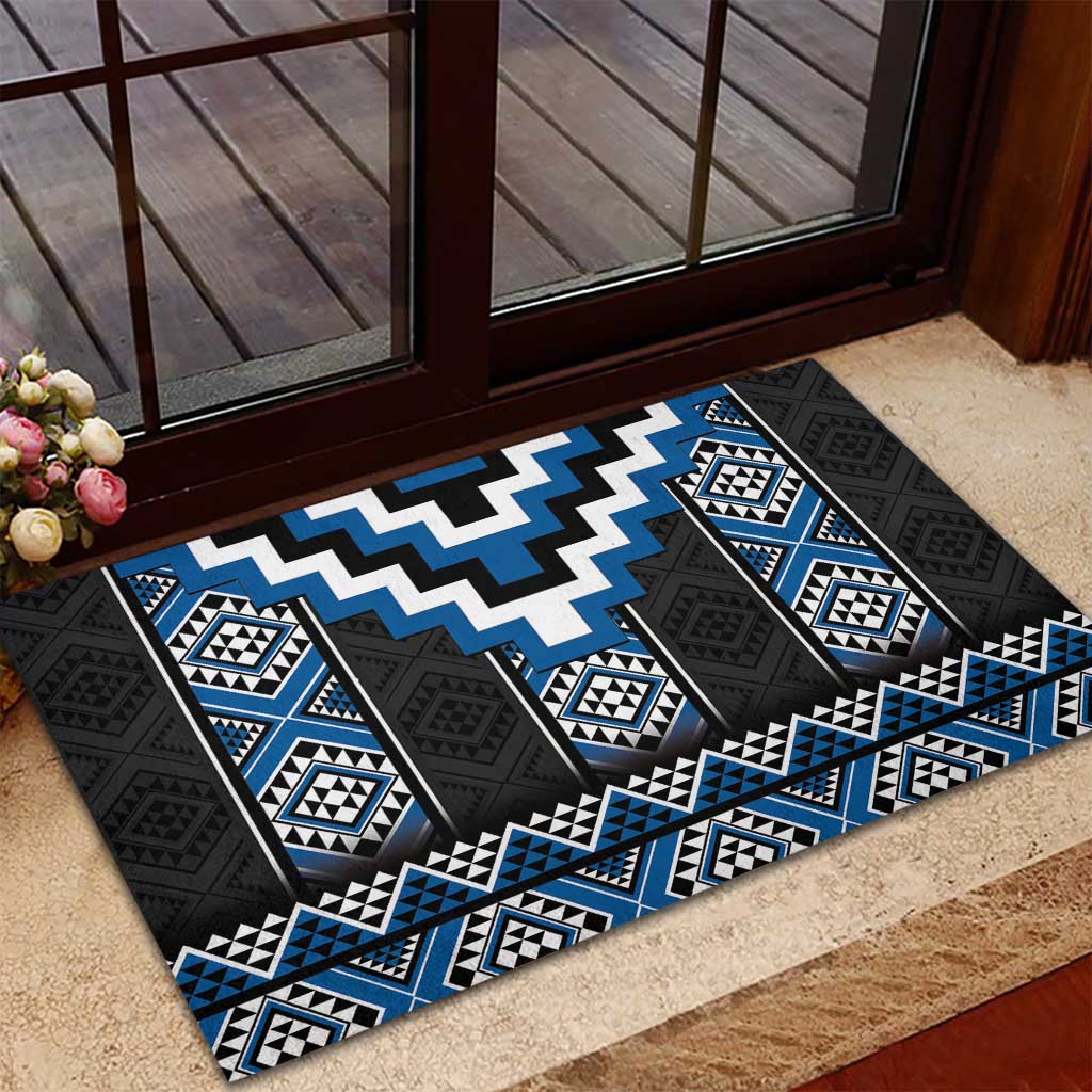 Blue Taniko Aotearoa Rubber Doormat Niho Taniwha Mix Poutama LT14