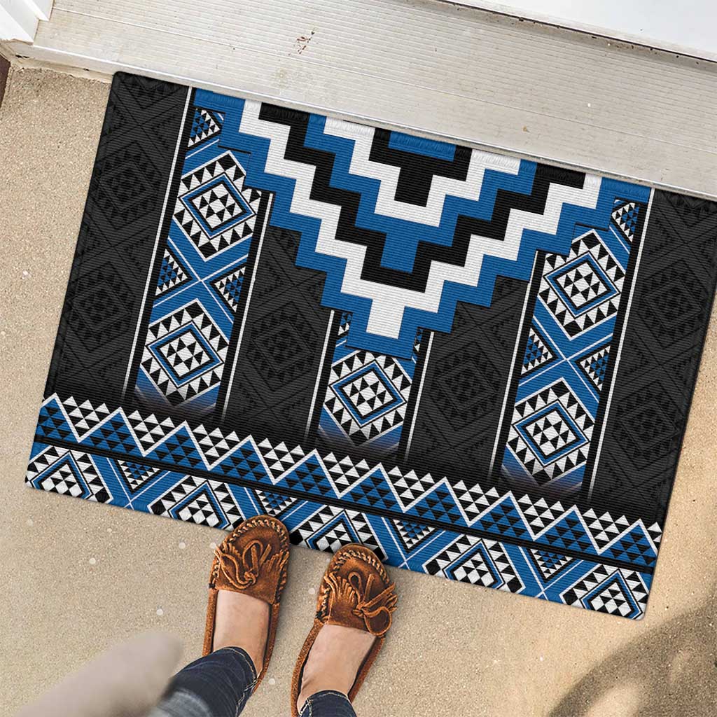 Blue Taniko Aotearoa Rubber Doormat Niho Taniwha Mix Poutama LT14