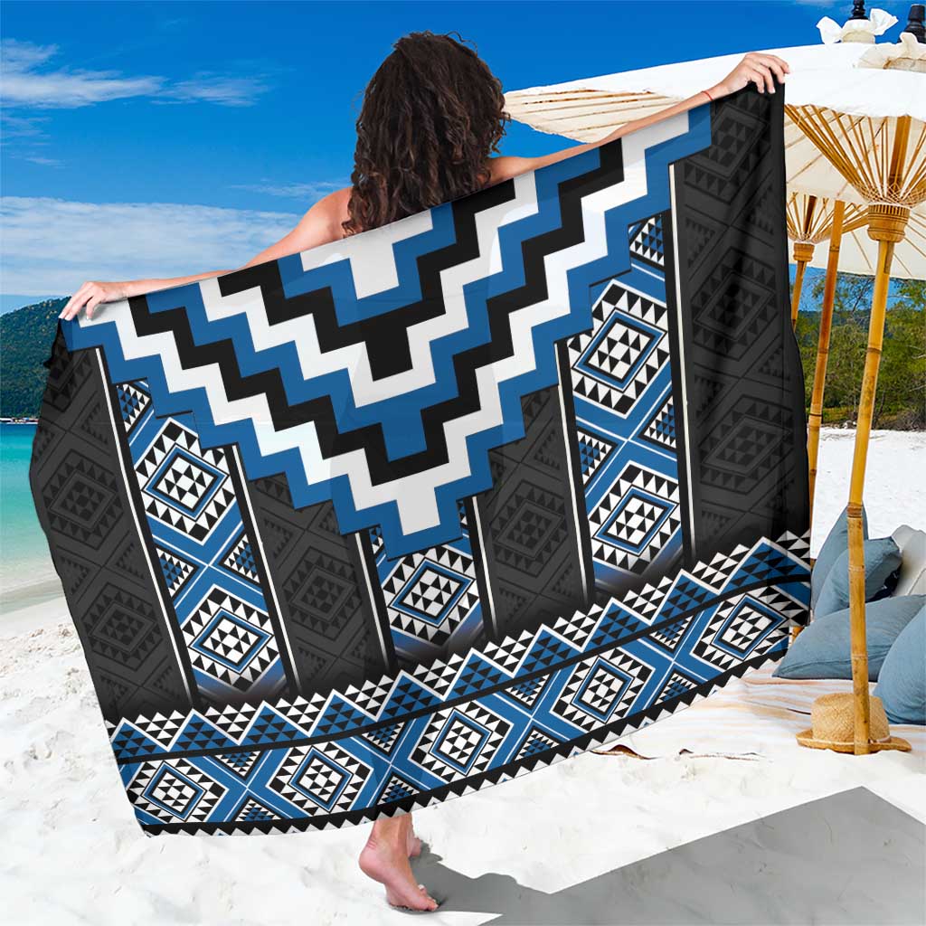 Blue Taniko Aotearoa Sarong Niho Taniwha Mix Poutama LT14 One Size 44 x 66 inches Blue - Polynesian Pride