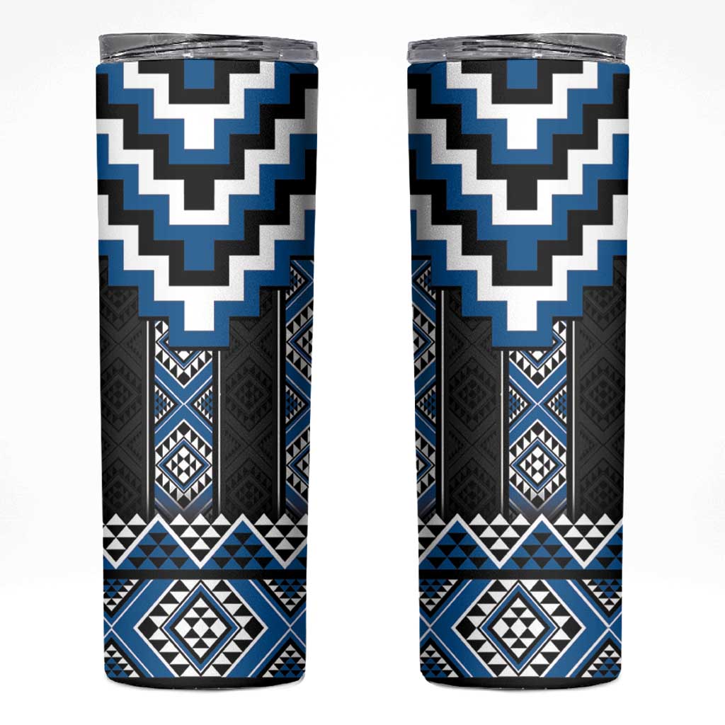 Blue Taniko Aotearoa Skinny Tumbler Niho Taniwha Mix Poutama LT14