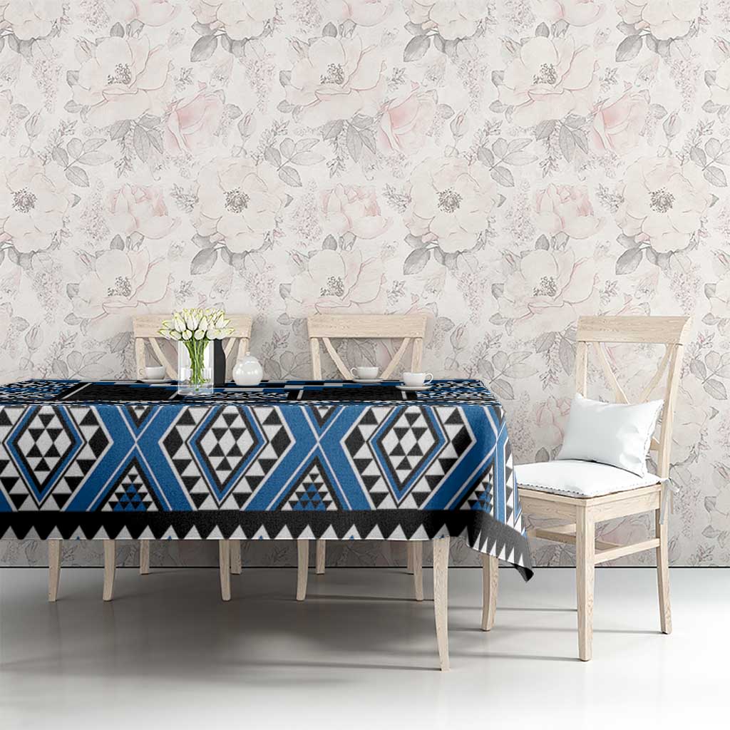 Blue Taniko Aotearoa Tablecloth Niho Taniwha Mix Poutama LT14