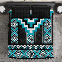 Turquoise Taniko Pattern Aotearoa Bedding Set Niho Taniwha Mix Poutama