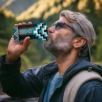 Turquoise Taniko Pattern Aotearoa 4 in 1 Can Cooler Tumbler Niho Taniwha Mix Poutama LT14