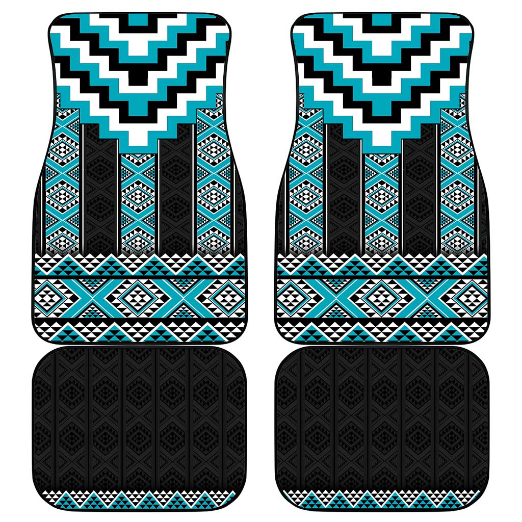 Turquoise Taniko Pattern Aotearoa Car Mats Niho Taniwha Mix Poutama