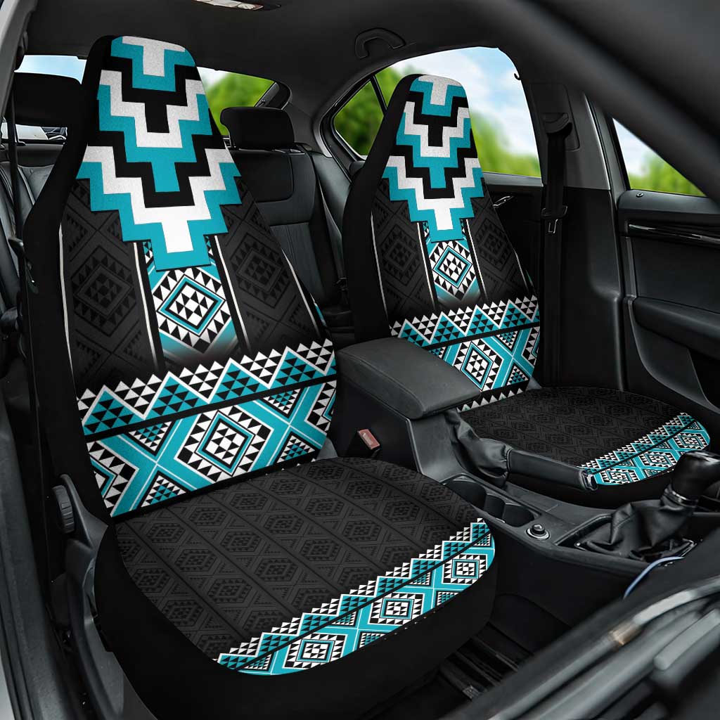 Turquoise Taniko Pattern Aotearoa Car Seat Cover Niho Taniwha Mix Poutama
