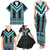 Turquoise Taniko Pattern Aotearoa Family Matching Tank Maxi Dress and Hawaiian Shirt Niho Taniwha Mix Poutama LT14