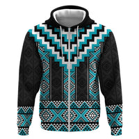 Turquoise Taniko Pattern Aotearoa Hoodie Niho Taniwha Mix Poutama LT14