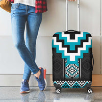 Turquoise Taniko Pattern Aotearoa Luggage Cover Niho Taniwha Mix Poutama